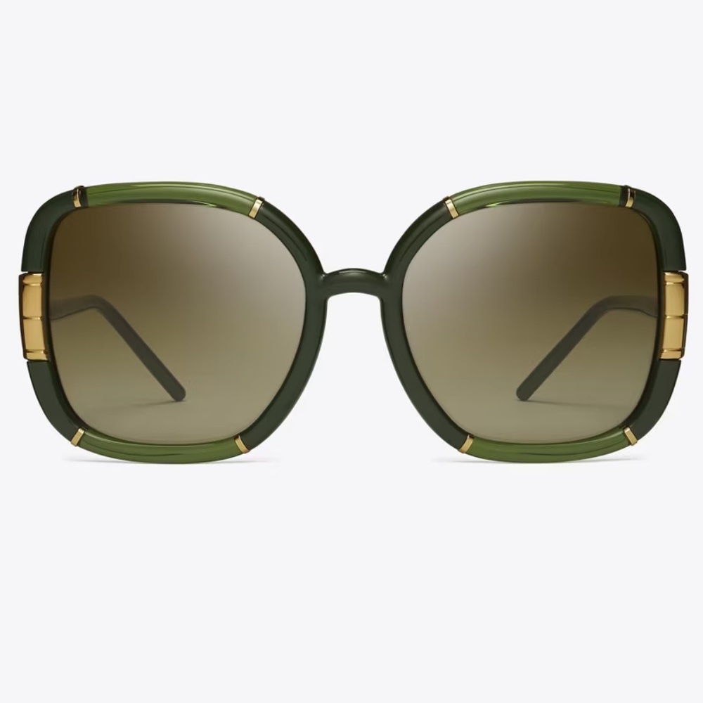 New!TORY BURCH Eleanor Oversized Square Green Sunglasses Green